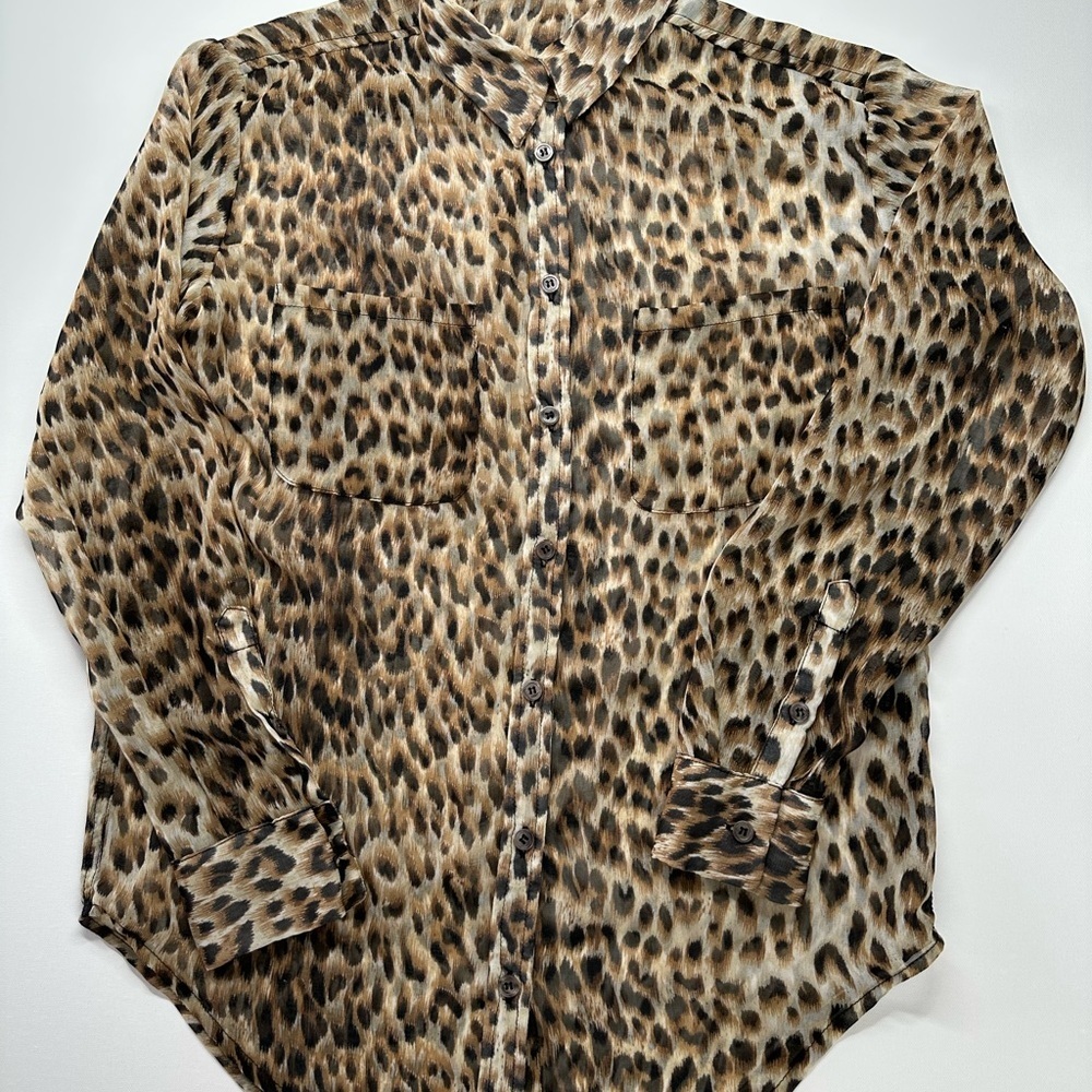 Olivaceous Leopard Print Women's Blouse